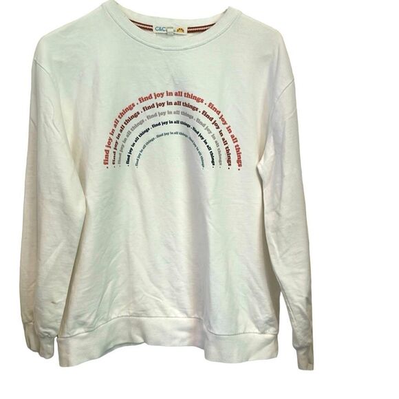 C&C California white sweatshirt with rainbow “find joy in all things “ small - Picture 1 of 7